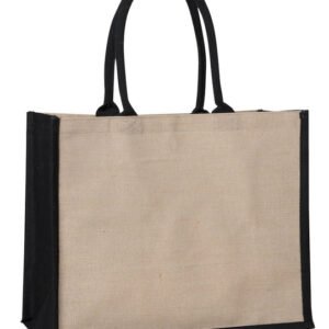 Laminated Juco Supermarket Bag with Black Handles and Gussets